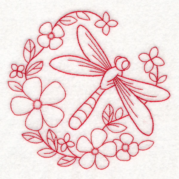 Nostalgic Nature - Dragonfly (Redwork) - Image 3