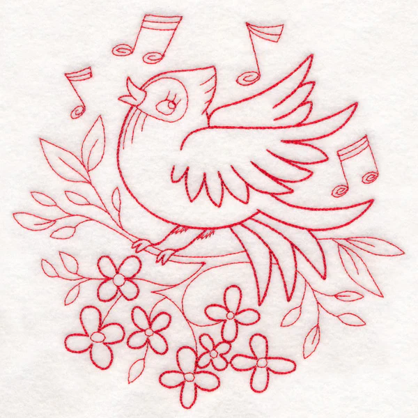 Nostalgic Nature - Songbird (Redwork) - Image 2
