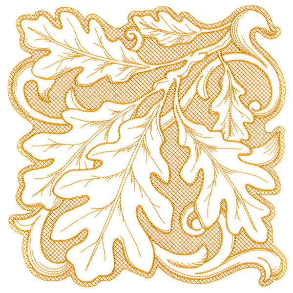 Oak Leaves in Autumn Square (Trapunto) - Image 5