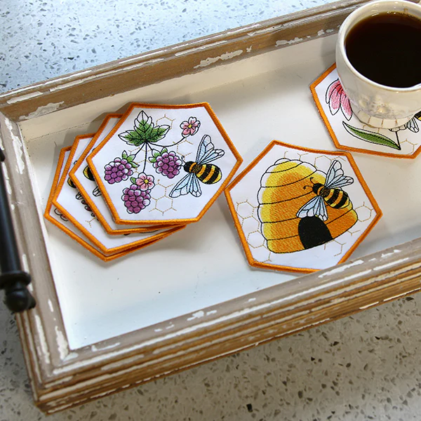 Oh Honey Bee & Blackberries Coaster (In-the-Hoop) - Image 3