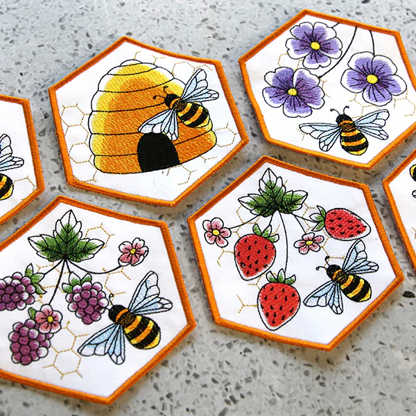 Oh Honey Bee & Blackberries Coaster (In-the-Hoop) - Image 5