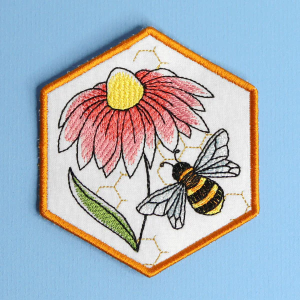 Oh Honey Bee & Echinacea Coaster (In-the-Hoop) - Image 2