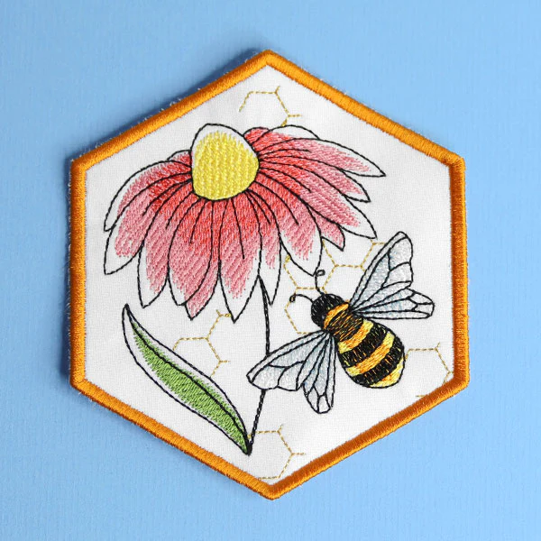 Oh Honey Bee & Echinacea Coaster (In-the-Hoop) - Image 3