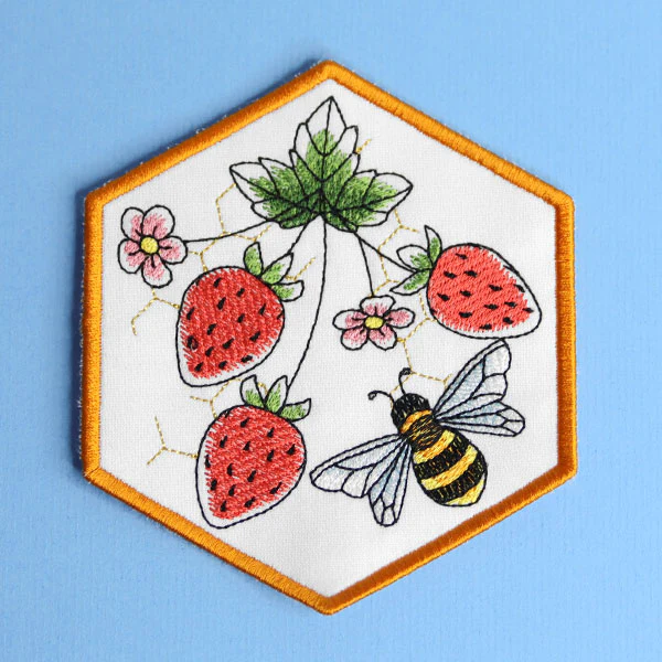 Oh Honey Bee & Strawberries Coaster (In-the-Hoop) - Image 5