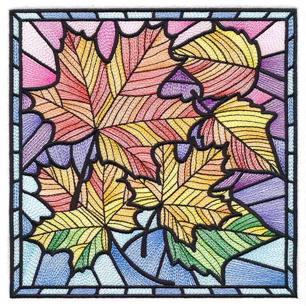 Ombre Autumn Leaves Stained Glass Square - Image 10