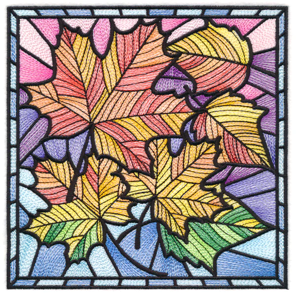 Ombre Autumn Leaves Stained Glass Square - Image 3