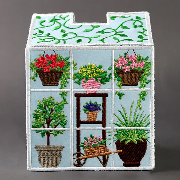 Out in the Greenhouse Tissue Box (In-the-Hoop) - Image 7