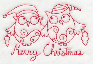 Owls Merry Christmas (Redwork) - Image 4