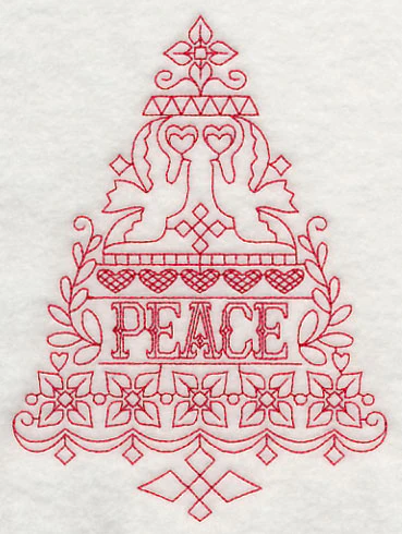 Peace Christmas Tree (Redwork) - Image 3