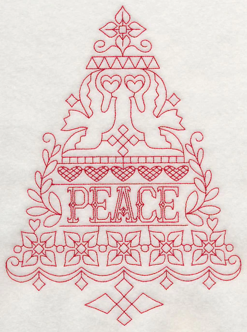 Peace Christmas Tree (Redwork) - Image 4