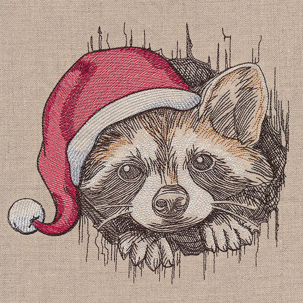 Peeking Christmas Raccoon - Image 4