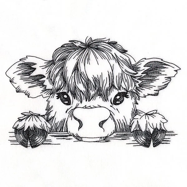 Peeking Highland Cow Sketch - Image 7