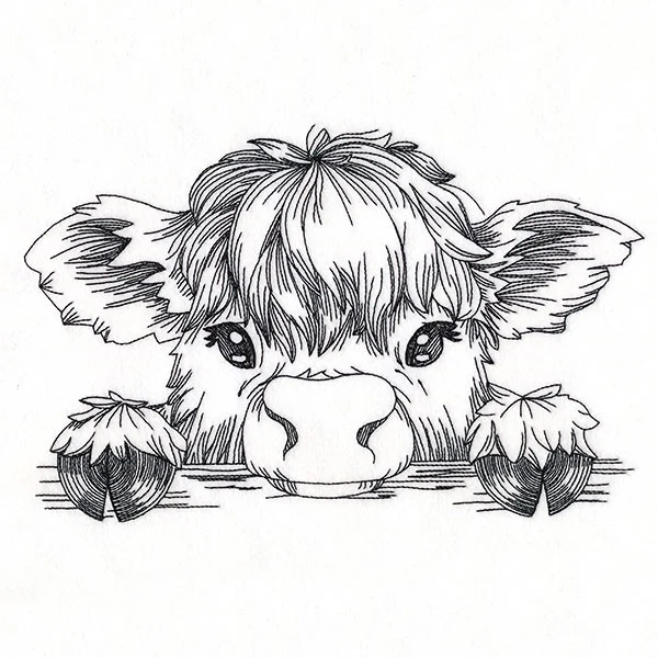 Peeking Highland Cow Sketch - Image 9