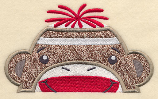 Peeking Sock Monkey (Boy) (Applique) - Image 2