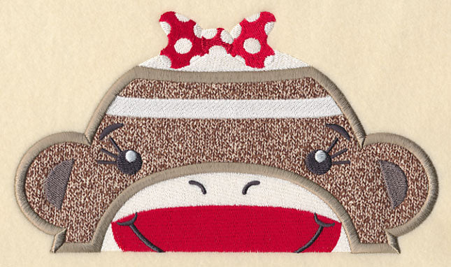 Peeking Sock Monkey (Girl) (Applique) - Image 4