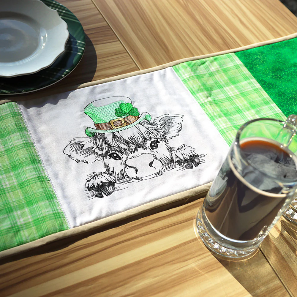 Peeking St. Patrick's Day Highland Cow Sketch - Image 3