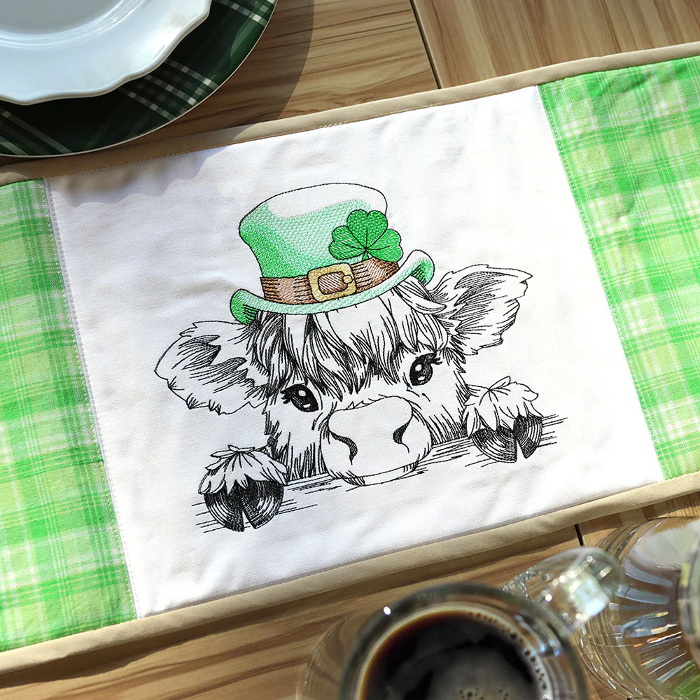 Peeking St. Patrick's Day Highland Cow Sketch - Image 7