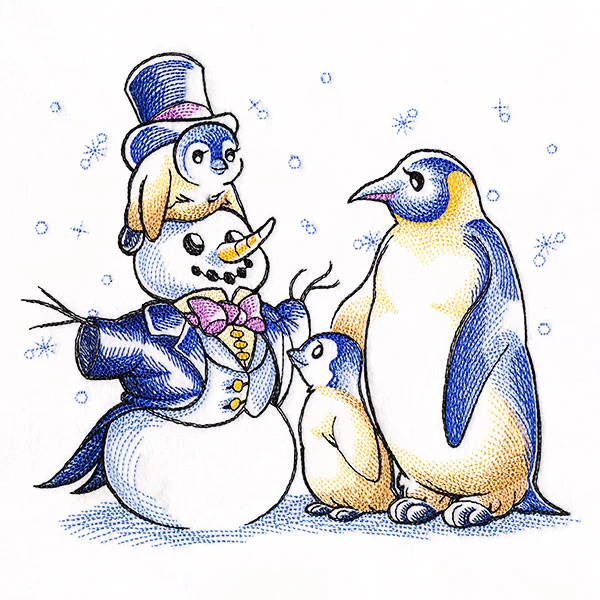Penguins and Snowman Scene - Image 4