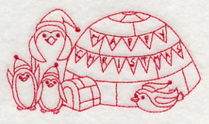 Penguins Happy Christmas (Redwork) - Image 4