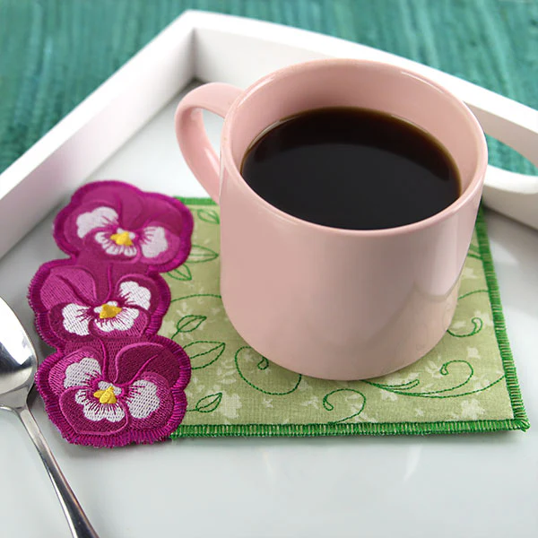 Perfect Pansy Mug Rug (In-the-Hoop) - Image 6
