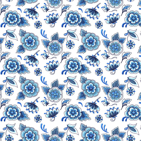 Perfectly Repeatable Delft Blue Flowers - Image 4