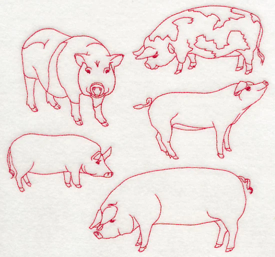 Pig Medley (Redwork) - Image 2