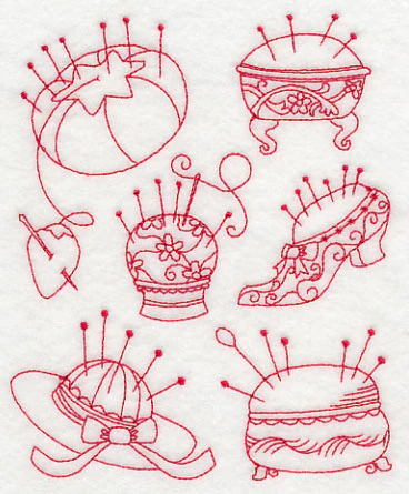 Pincushion Medley (Redwork) - Image 3