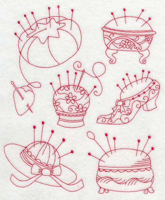 Pincushion Medley (Redwork) - Image 4