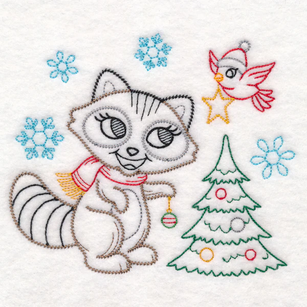 Playful Christmas Raccoon (Vintage) - Image 4