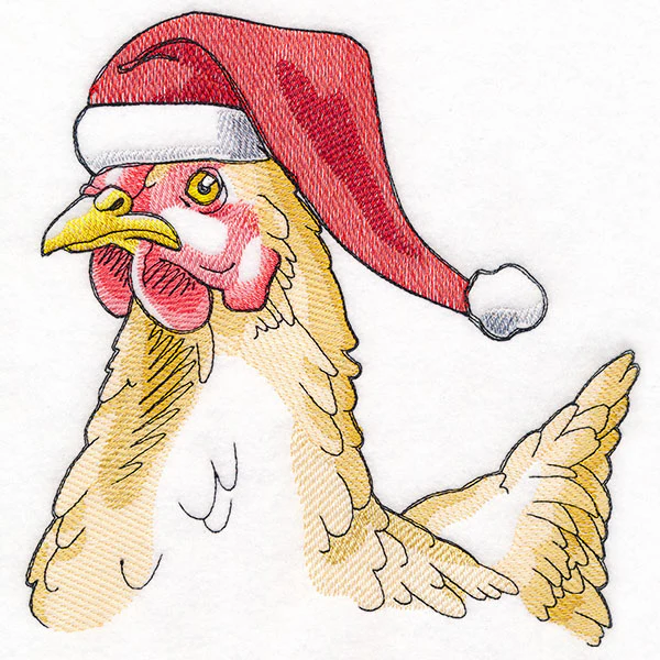 Plucky Christmas Chicken in Santa Hat - Image 5
