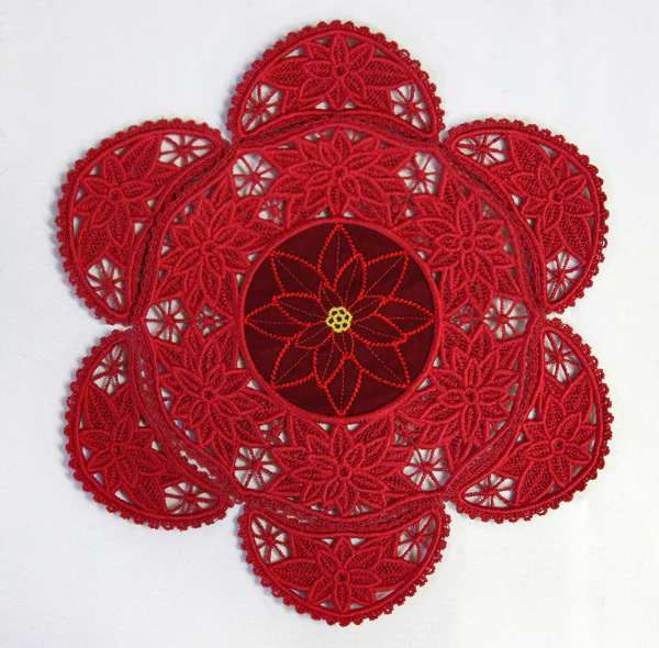 Poinsettia Fabric Doily (Lace) - Image 3