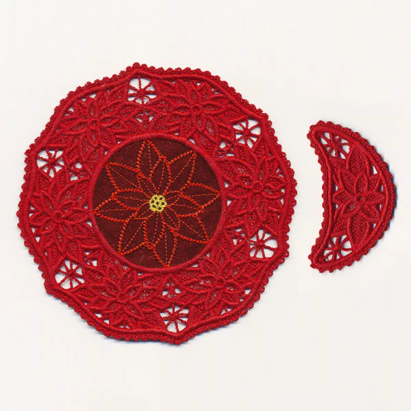 Poinsettia Fabric Doily (Lace) - Image 4