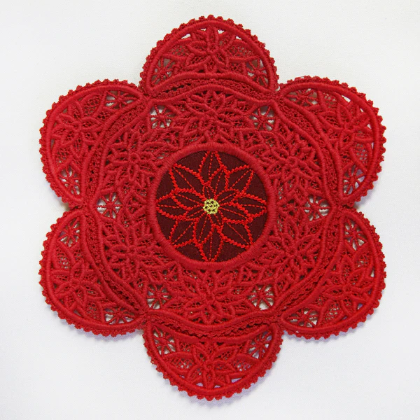 Poinsettia Fabric Doily (Lace) - Image 5