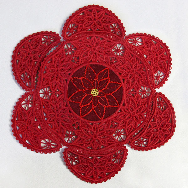 Poinsettia Fabric Doily (Lace) - Image 7
