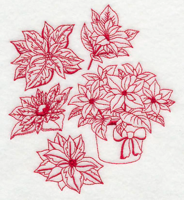 Poinsettia Medley (Redwork) - Image 3