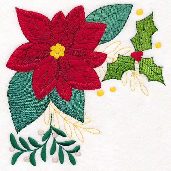 Poinsettia Pillow Corner (Heirloom Applique) - Image 3