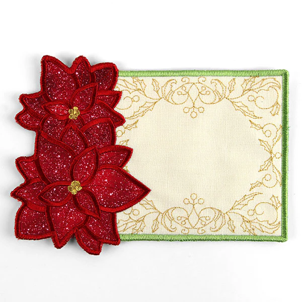 Poinsettias for Christmas Mug Rug (In-the-Hoop) - Image 2