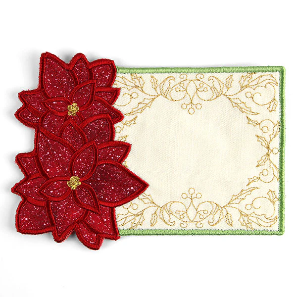 Poinsettias for Christmas Mug Rug (In-the-Hoop) - Image 3