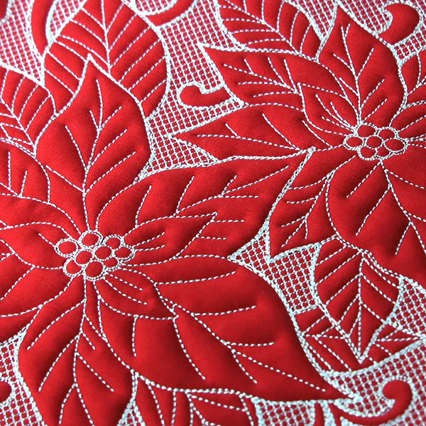 Poinsettias of Christmas Square (Trapunto) - Image 2