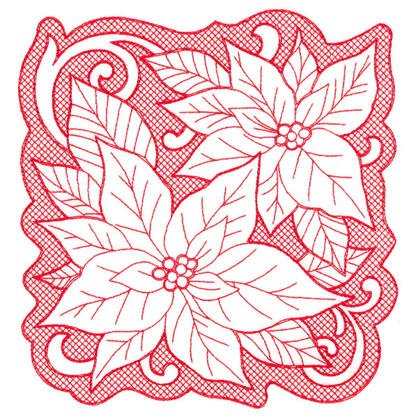 Poinsettias of Christmas Square (Trapunto) - Image 3