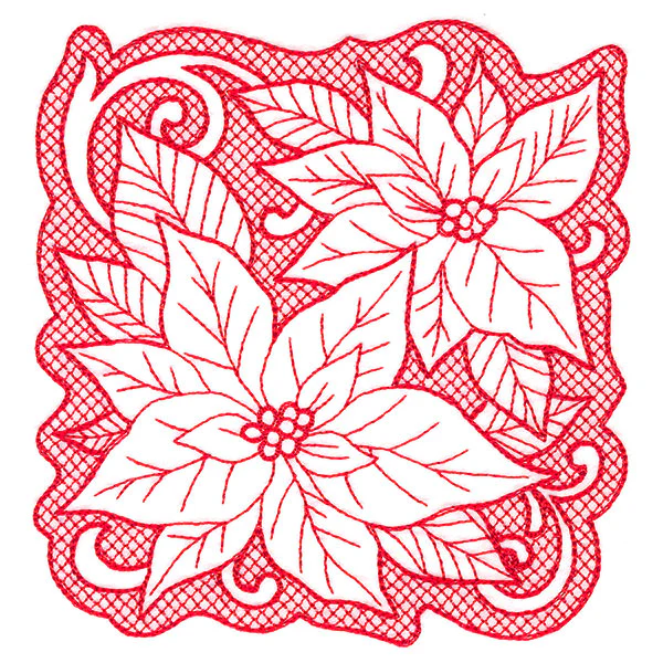 Poinsettias of Christmas Square (Trapunto) - Image 7