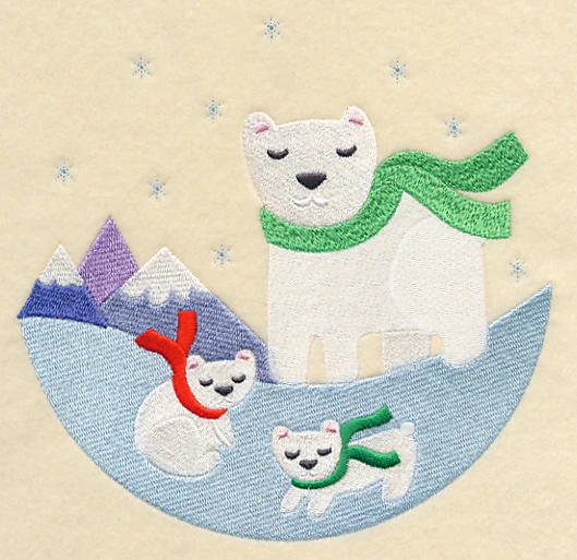 Polar Bear and Cubs Scene - Image 2