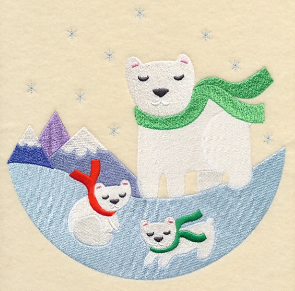 Polar Bear and Cubs Scene - Image 6