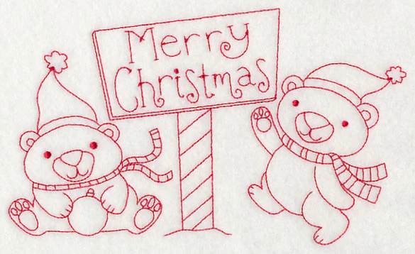 Polar Bear Merry Christmas (Redwork) - Image 2