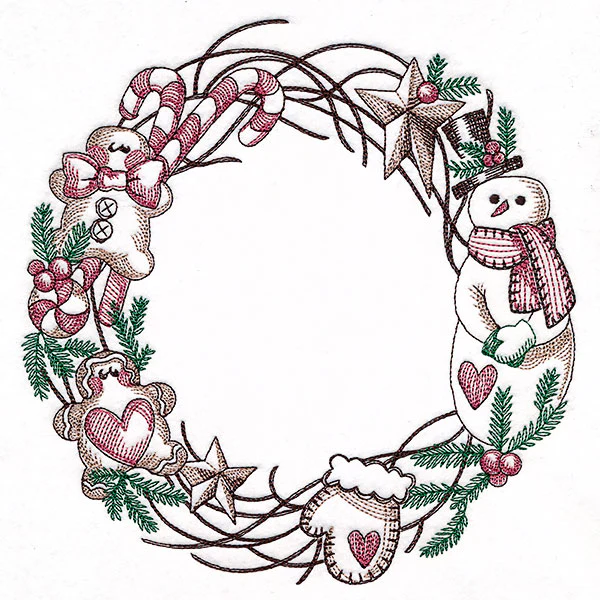 Primitive Christmas Notions Wreath - Image 4