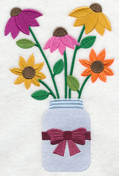 Primitive Coneflowers in Mason Jar - Image 2