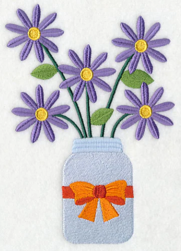 Primitive Michaelmas Daisies in Mason Jar - Image 3