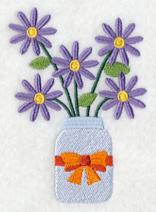 Primitive Michaelmas Daisies in Mason Jar - Image 4
