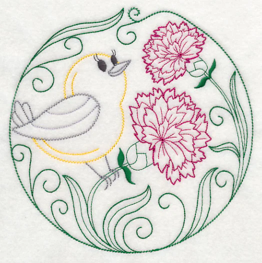 Prothonotary Warbler and Carnations (Vintage) - Image 2