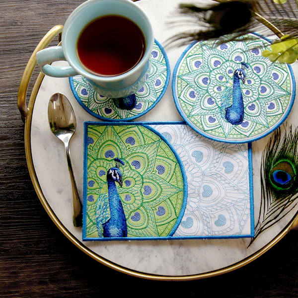 Proud as a Peacock Mug Rug (In-the-Hoop - Image 4